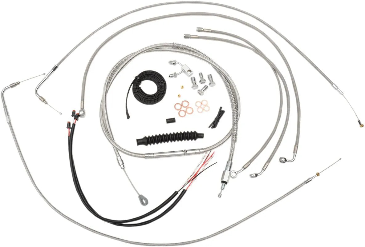 LA CHOPPERS Stainless Braided Handlebar Cable/Brake Line Kit for