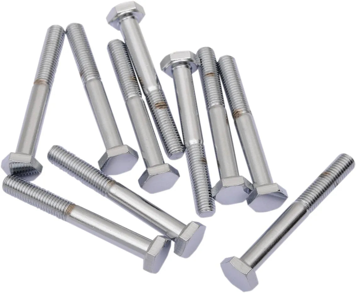 Drag Specialties 1/4"-28 x 2" Fine Thread Hex Head Bolts Chrome