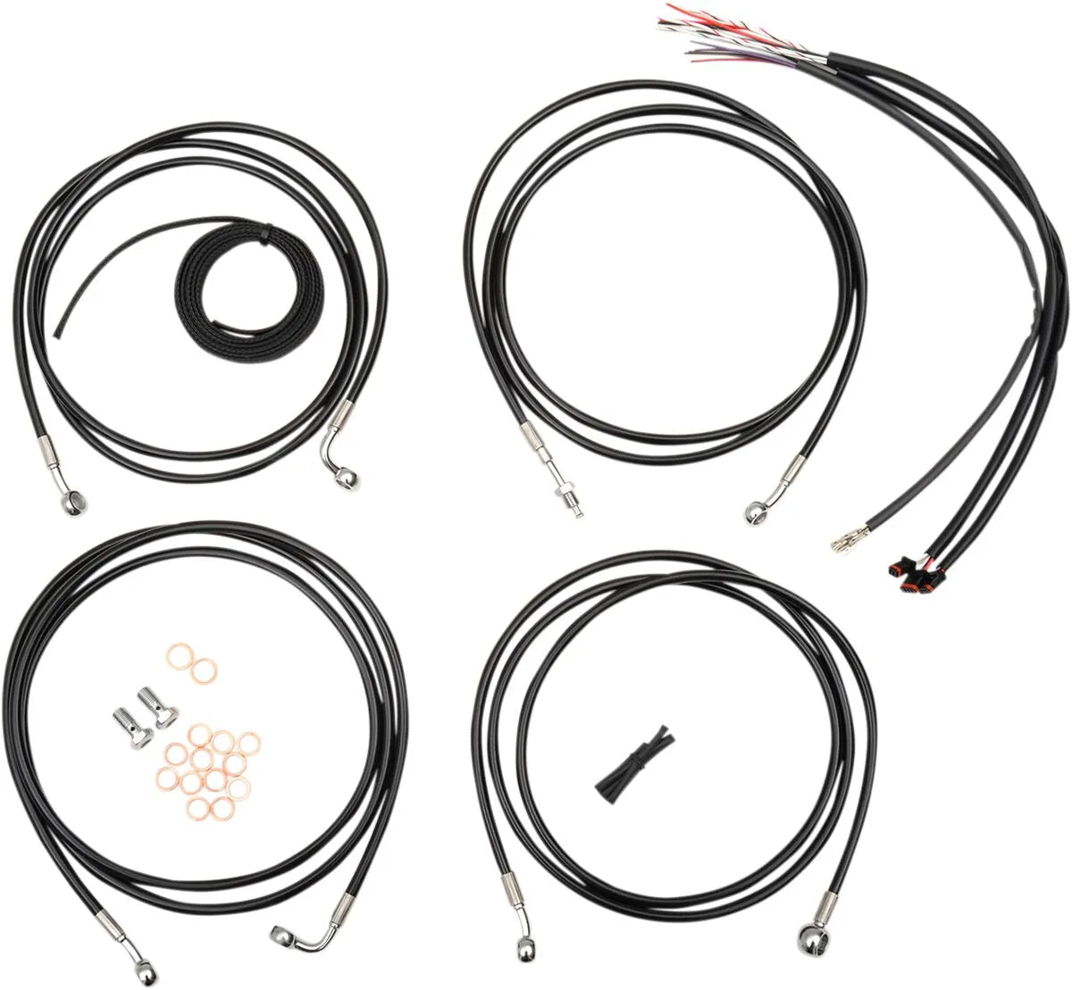 LA CHOPPERS Black Vinyl Braided Cable/Brake Line Kit for 12"-14"
