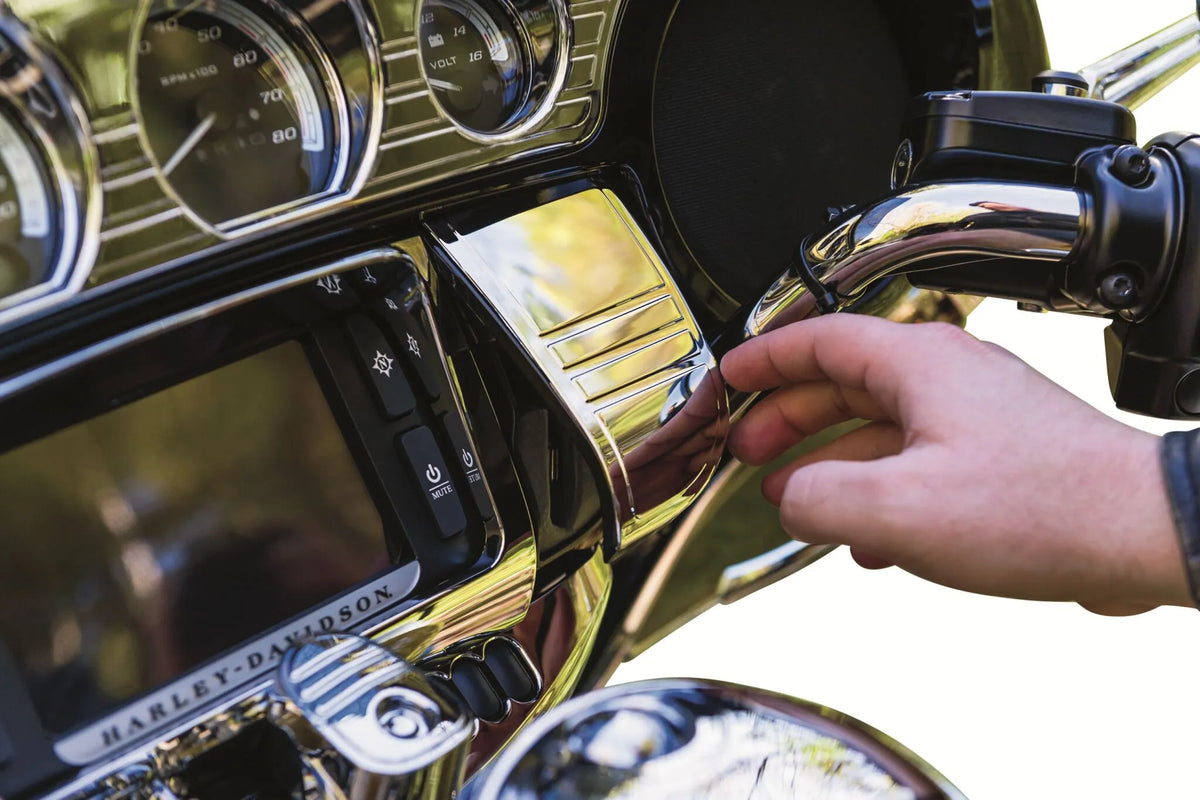Kuryakyn Deluxe Tri-Line Stereo Trim - Chrome - KUR7240