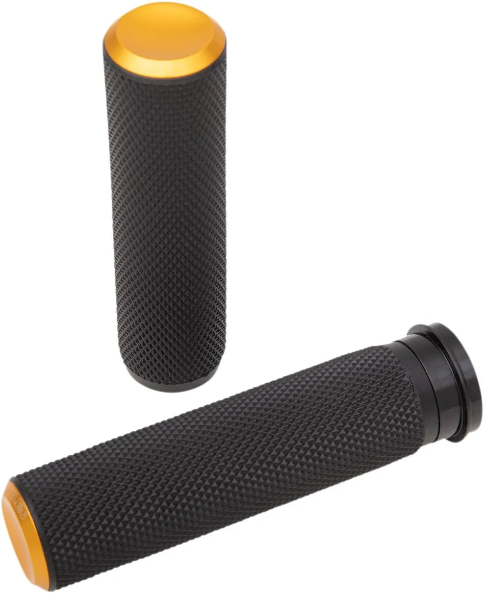 Arlen Ness Knurled Grips - Black/gold - 1"