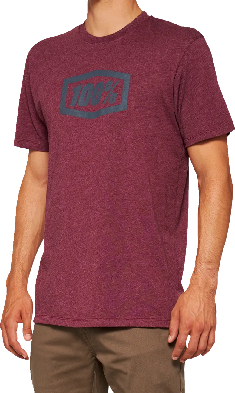 100% Icon Short Sleeve T-Shirt Maroon Heather