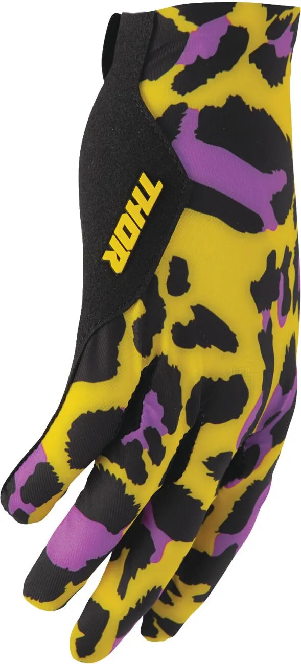 Thor Sportmode Cheetah Gloves - Black/Purple/Yellow