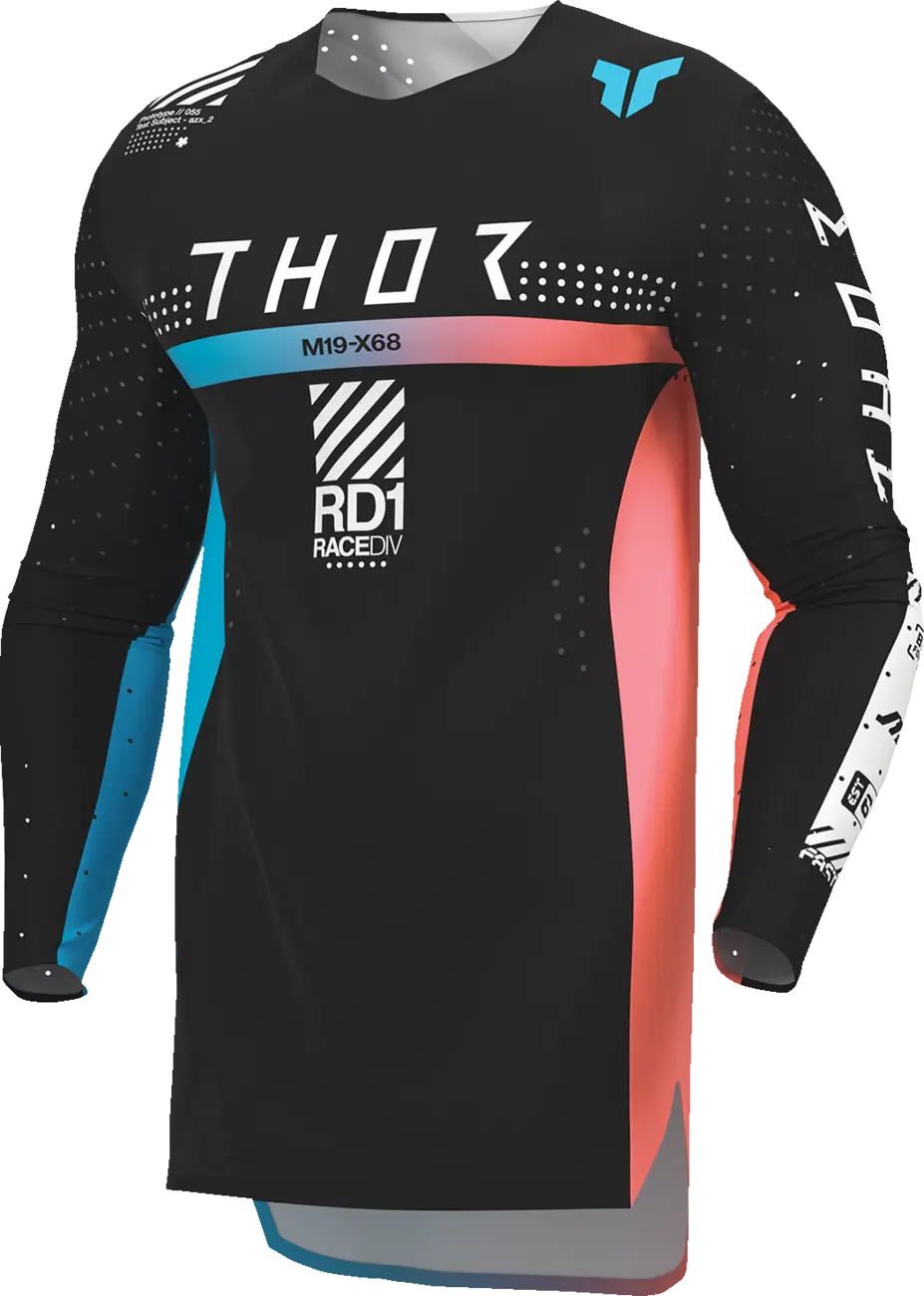 Thor Youth Sportmode Synth Jersey - Black/White/Turquoise/Coral