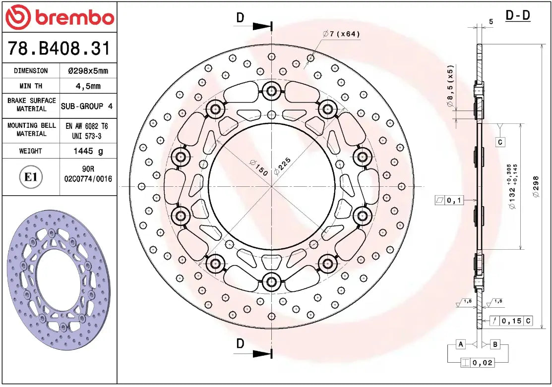 Brembo Serie Oro Bremsscheibe schwimmend für Motorrad - Vorne