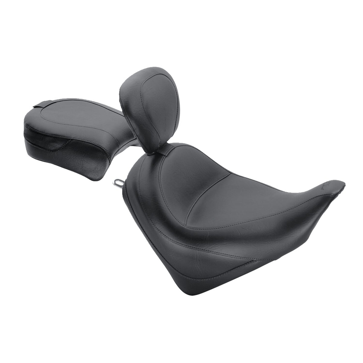 Mustang wide touring solo seat plain w/driver backrest black