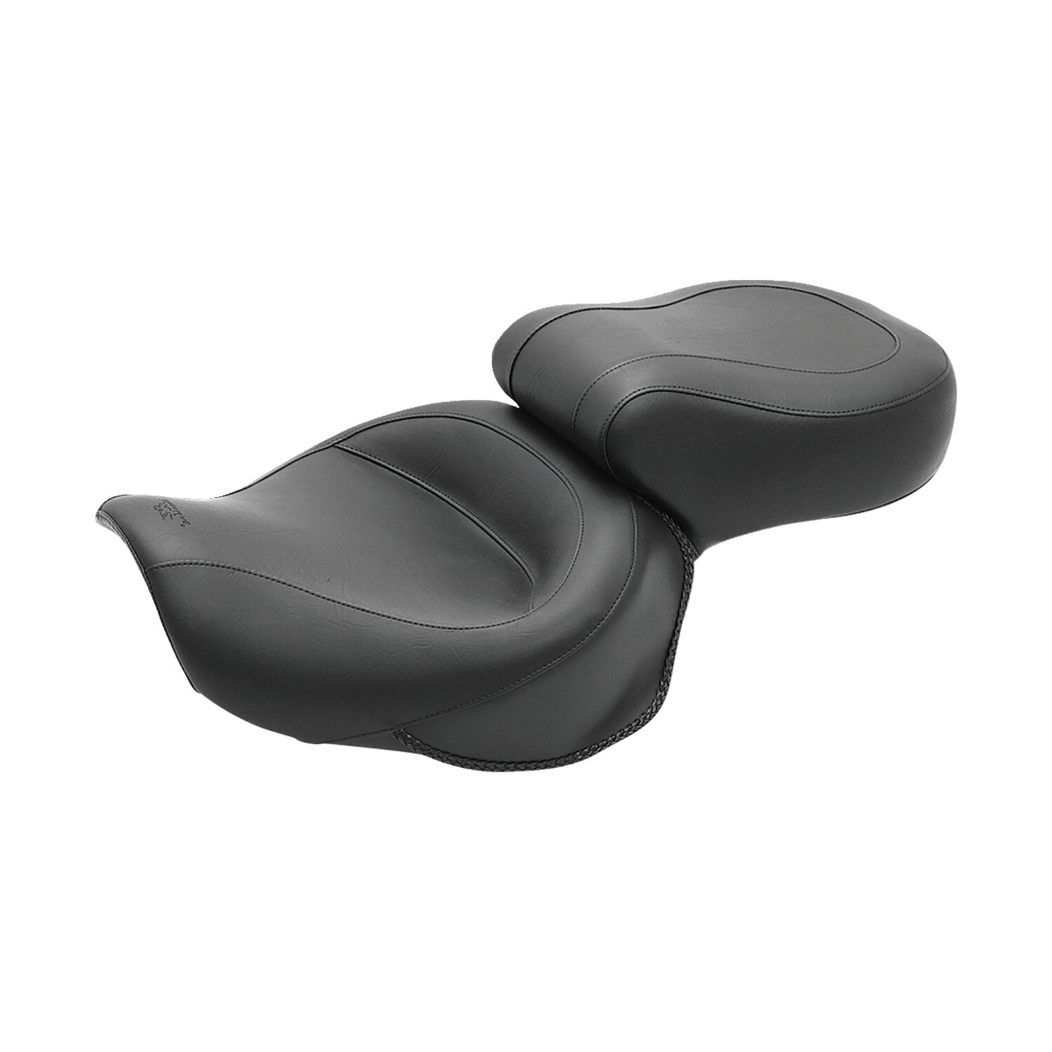 Mustang 1-piece 2-up wide touring vintage seat plain black