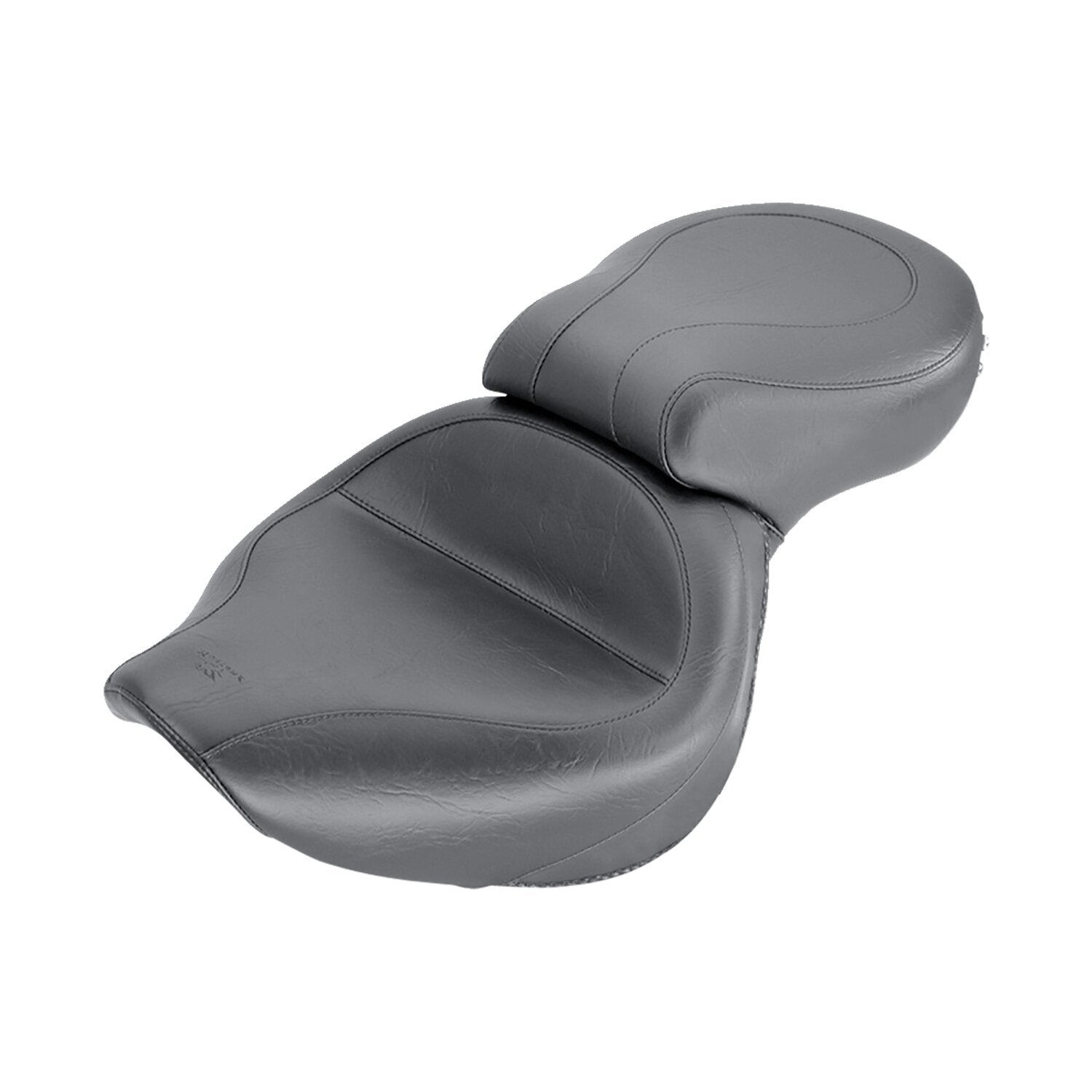 Mustang 1-piece 2-up wide touring vintage seat plain black