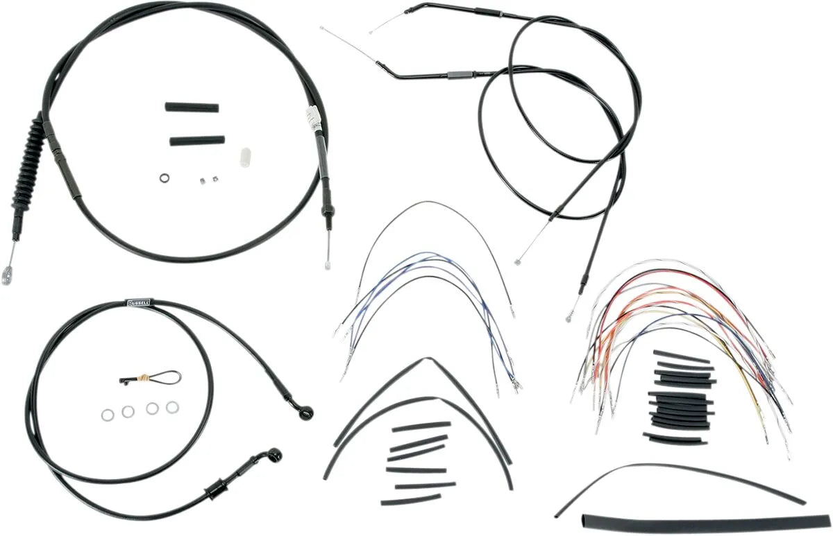 BURLY BRAND Black Vinyl Handlebar Cable/Line Kit for Ape Hangers