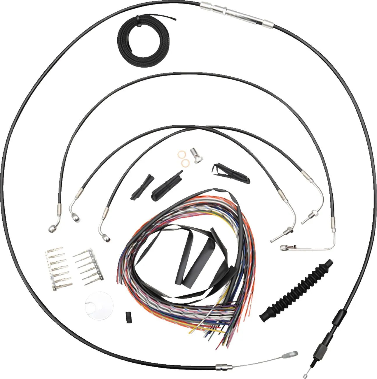 La Choppers Complete Black Vinyl Braided Cable/Brake Line Kit