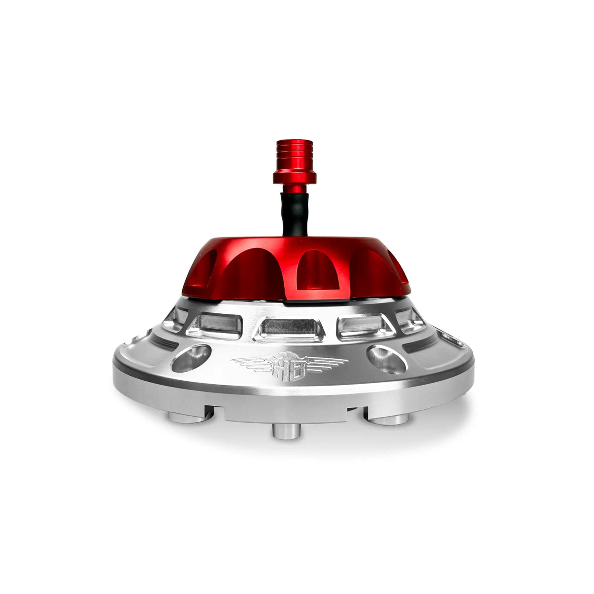Heinz Bikes Performance Vented Fuel Cap Silver/Red for Harley