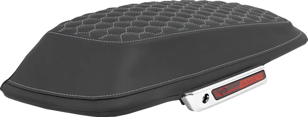 Saddlemen Honeycomb Saddlebag Lid Covers Black Silver Stitch
