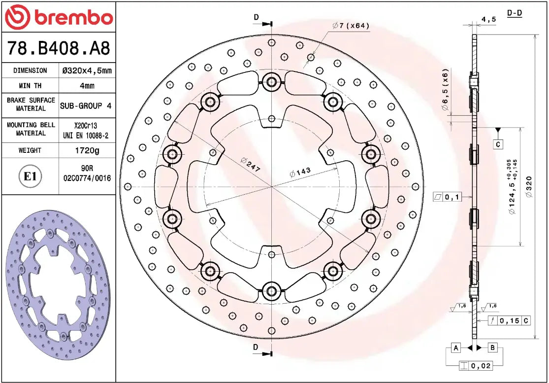 Brembo Serie Oro Floating Brake Rotor Prime Line - Front