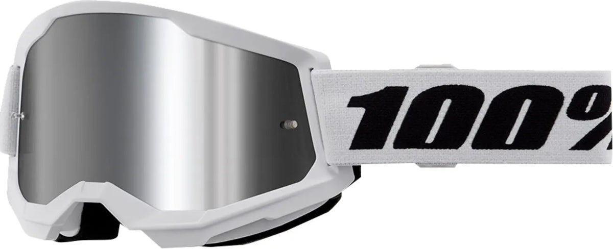 100% Strata 2 Youth Goggle White Mirrored Silver Lens