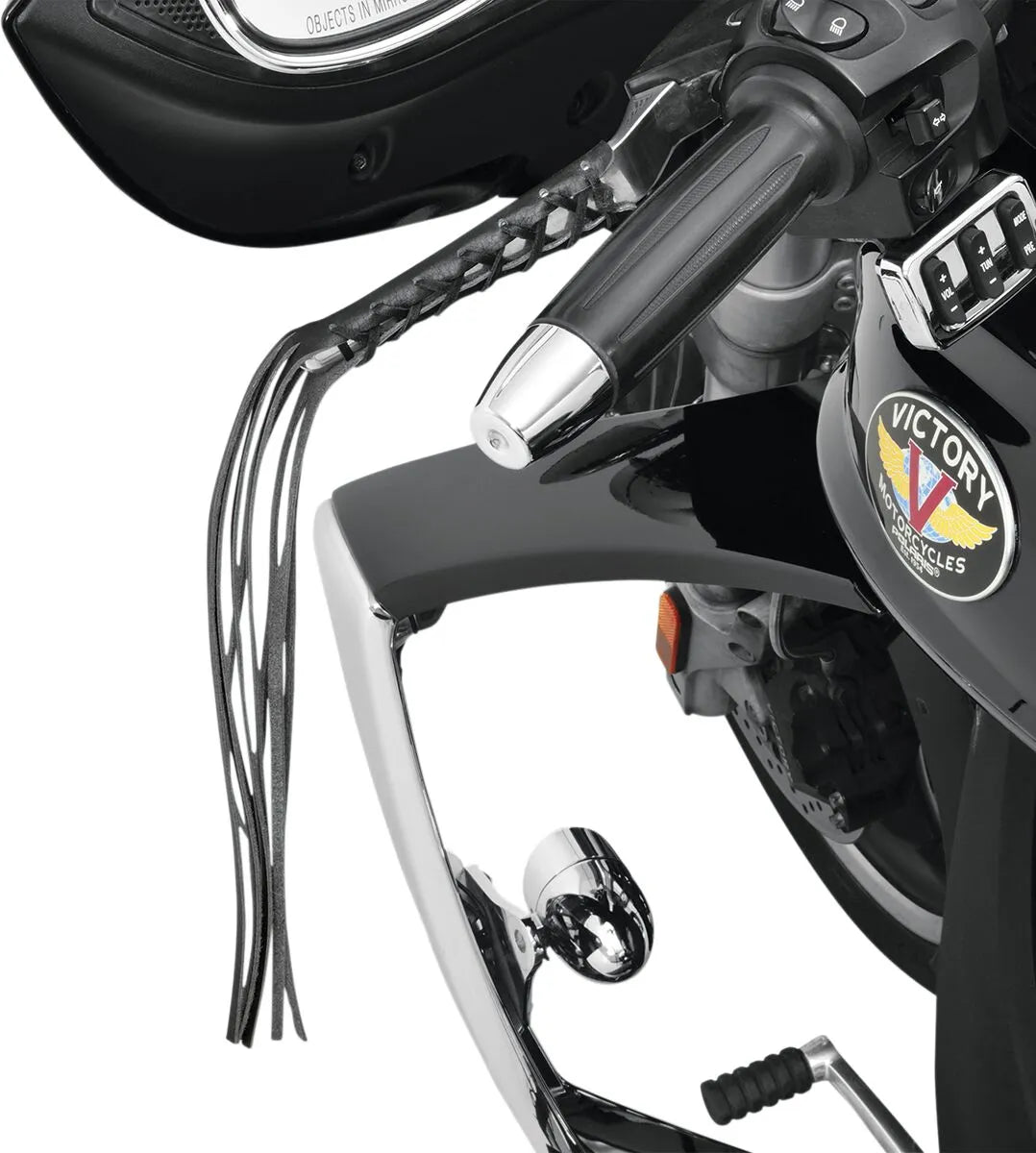 Show Chrome Leather Lever Fringe - 12" Black Leather