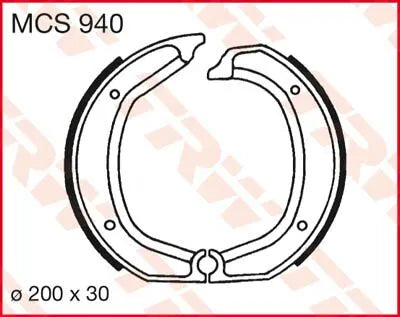 Trw Mcs940 Organic Brake Shoes - 200mm Diameter - Rear