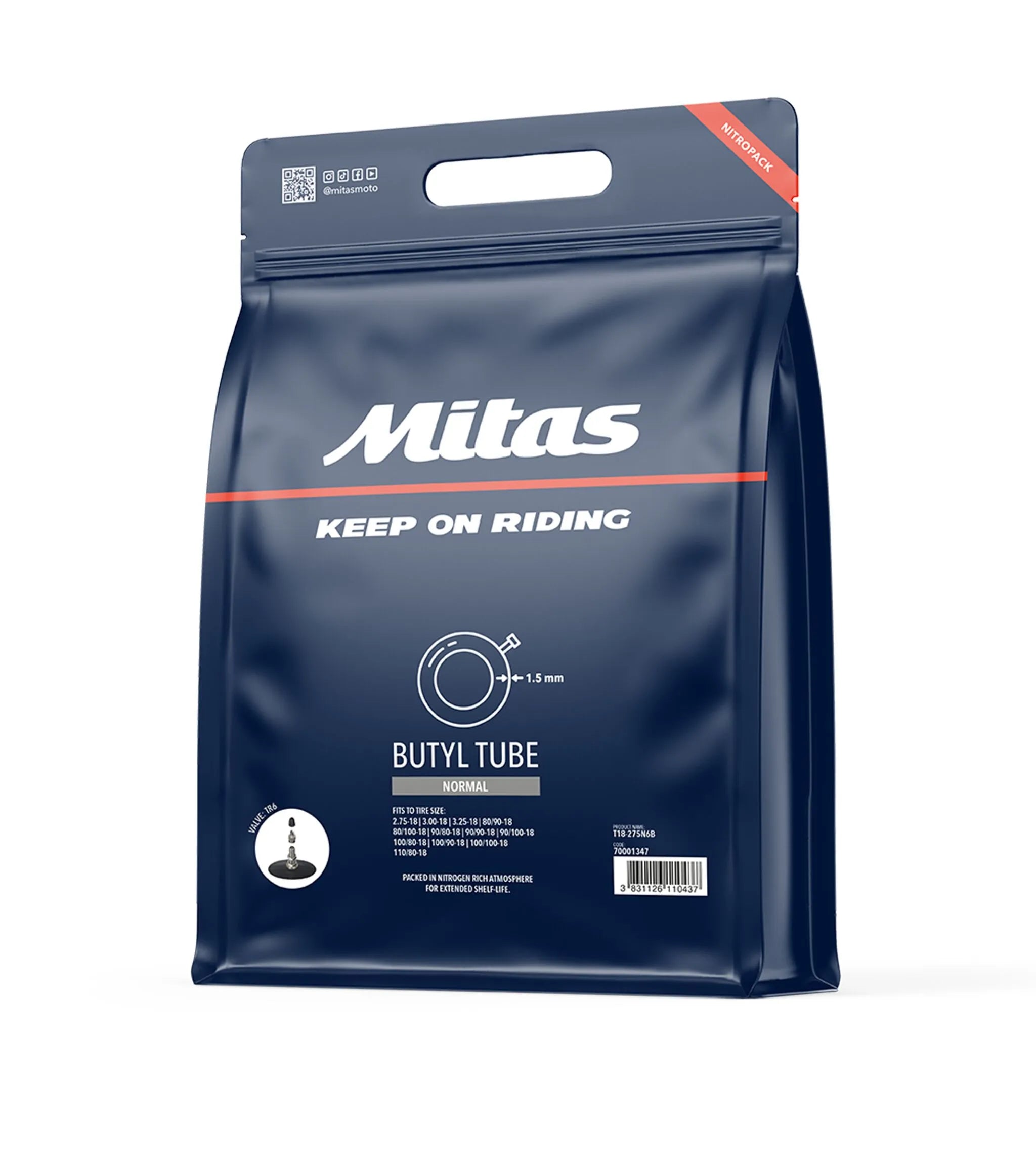 MITAS Standard Duty Inner Tube 1.5mm JS87CL 90/90