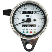 MCS LED mini speedo 2:1 kmh - Chrome with white face plate