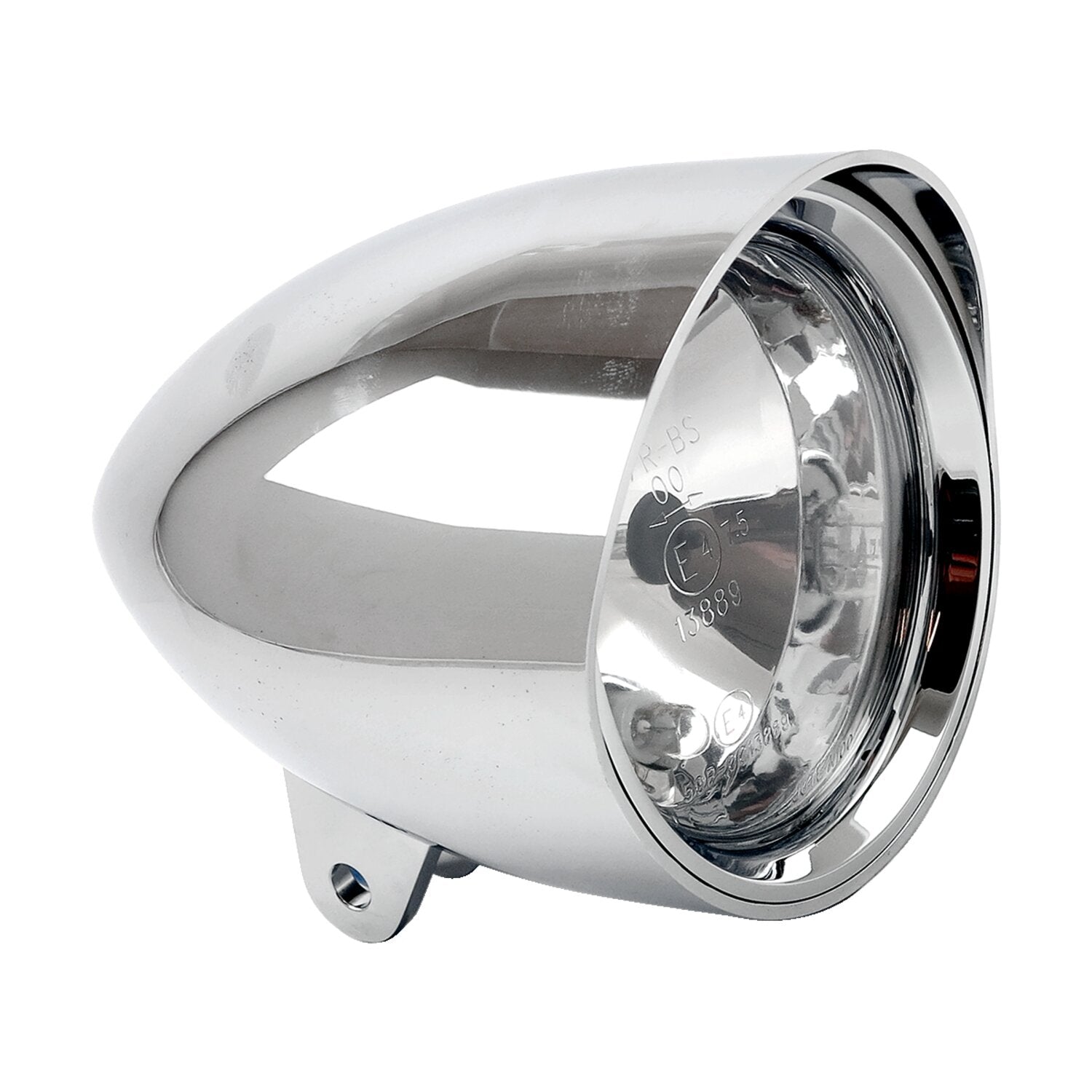 MCS Smoothie 4-1/2" headlamp with round visor - Chrome