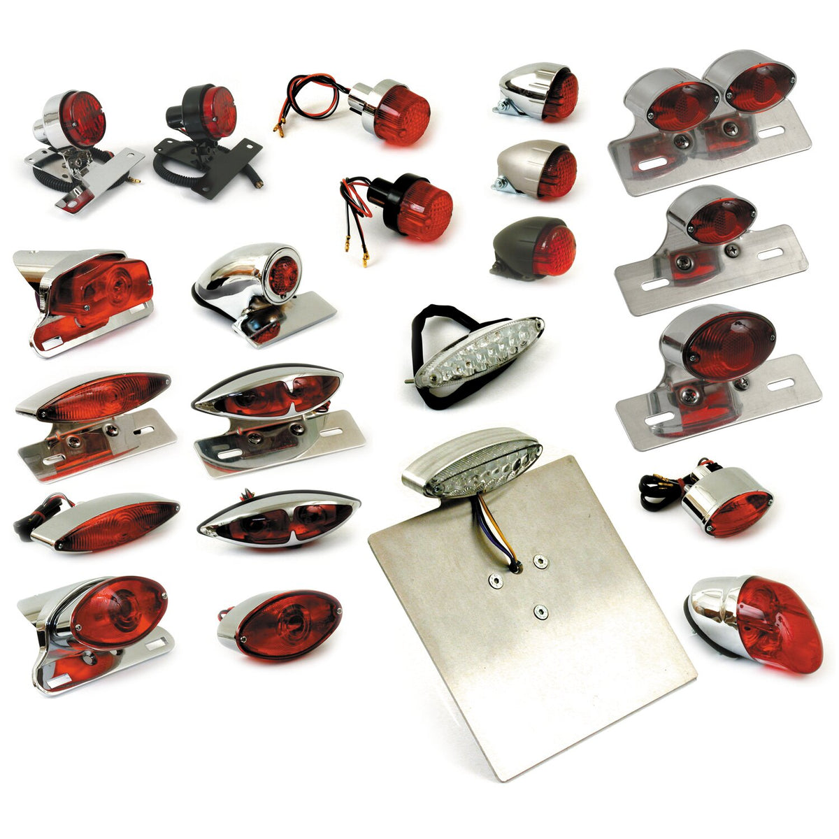 MCS Lucas taillight assembly - with bracket - Chrome