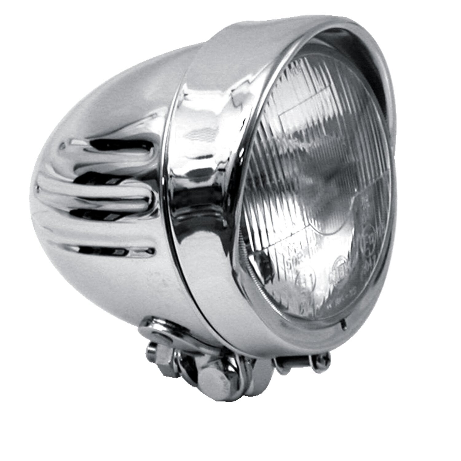MCS Bullet 4-1/2" duplo headlamp - Ribbed - visor - Chrome