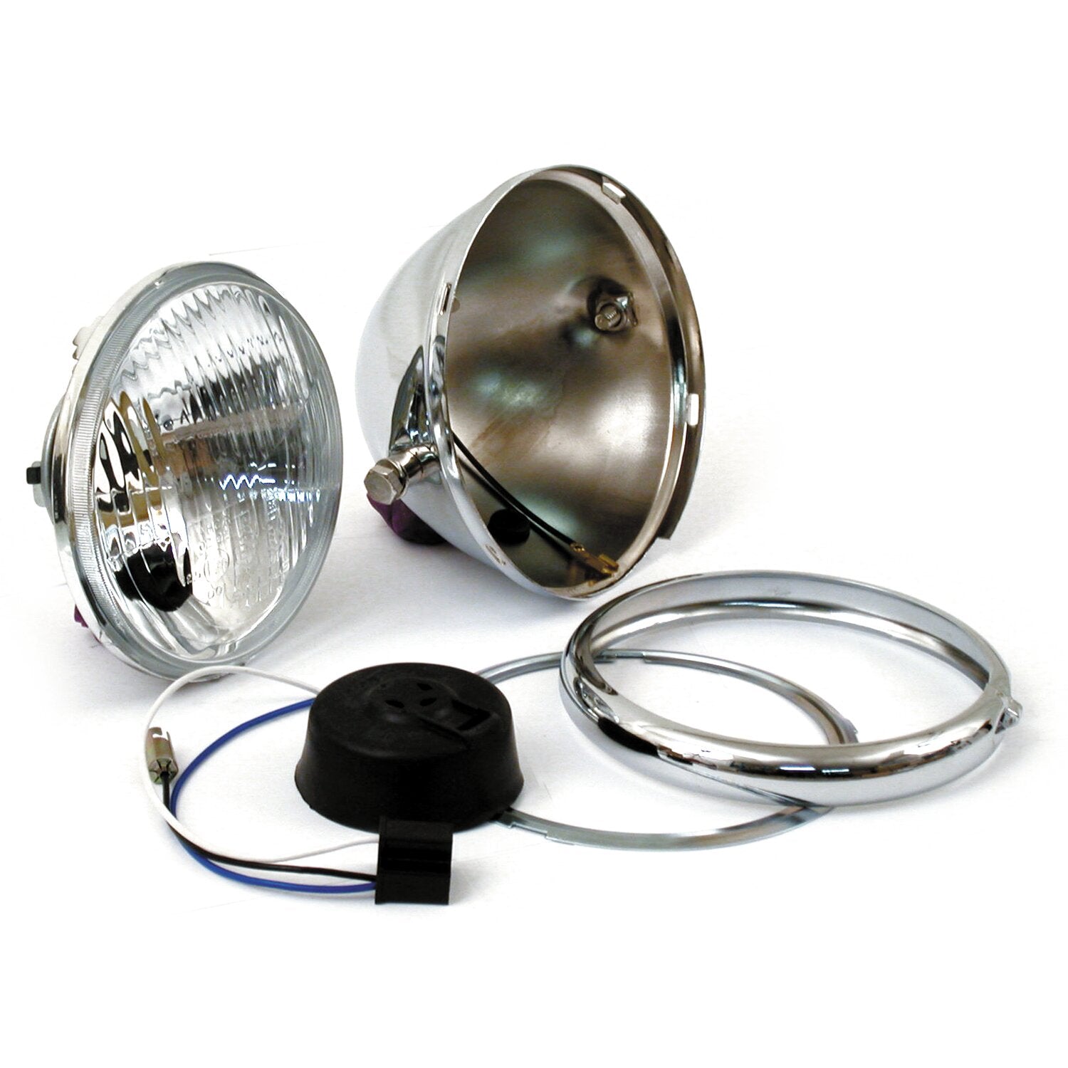 MCS Bates style 5-3/4" H4 headlamp - side mount - Chrome