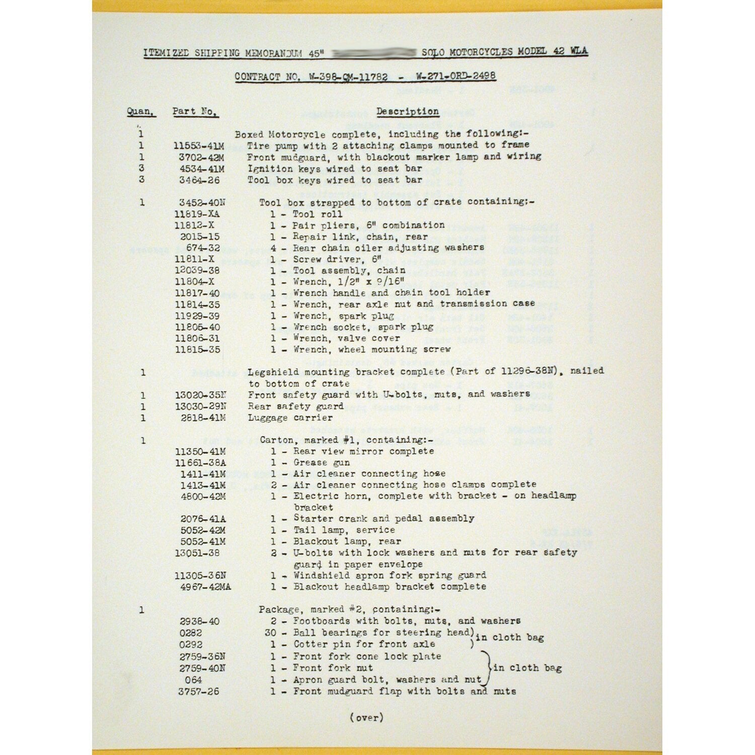 Samwel Assy/uncrating procedure 1942 WLA