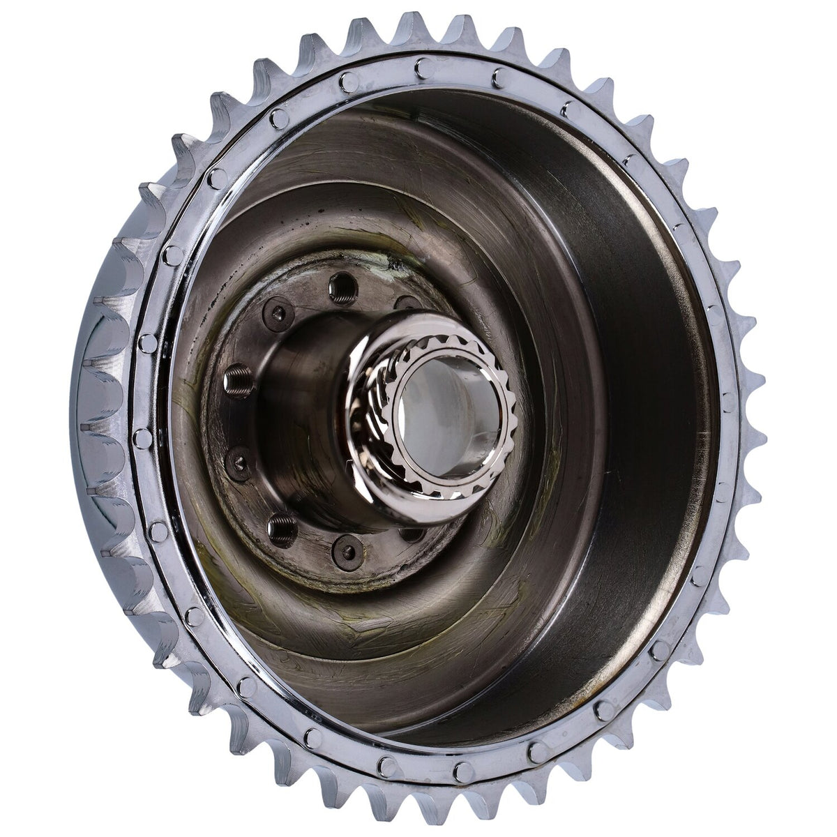 MCS 45" Flathead rear brake drum & sprocket - Chrome