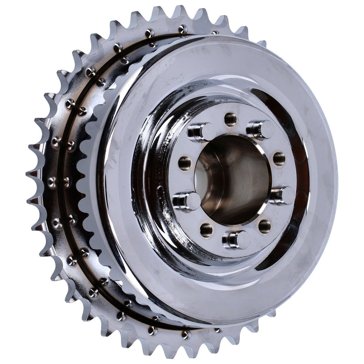MCS 45" Flathead rear brake drum & sprocket - Chrome