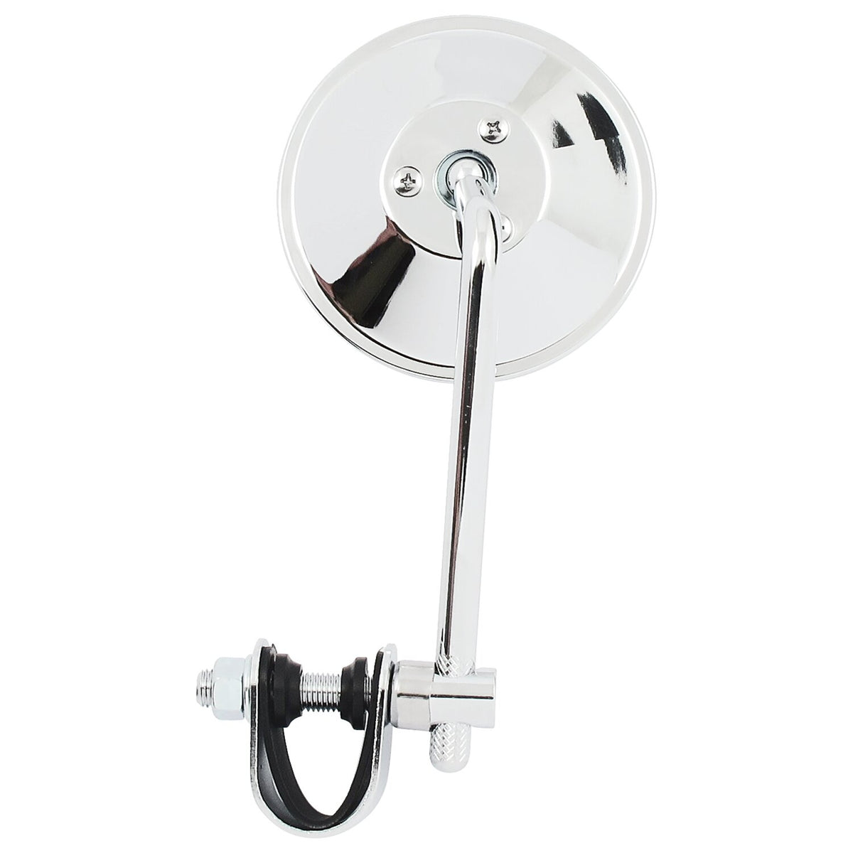 MCS Round clamp-on style steel mirror 4" with 5" stem