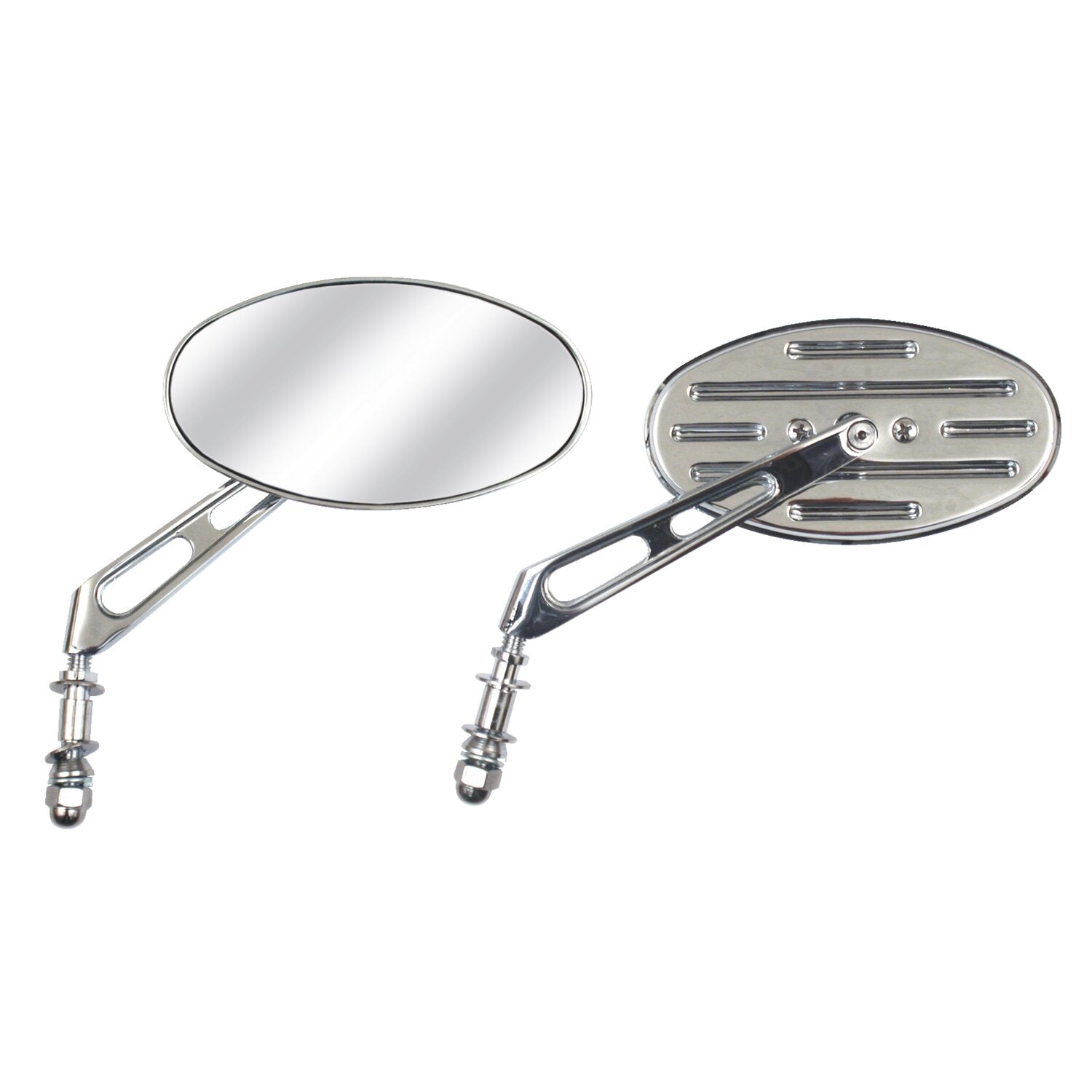 MCS Slotted cateye mirror - Chrome short stem