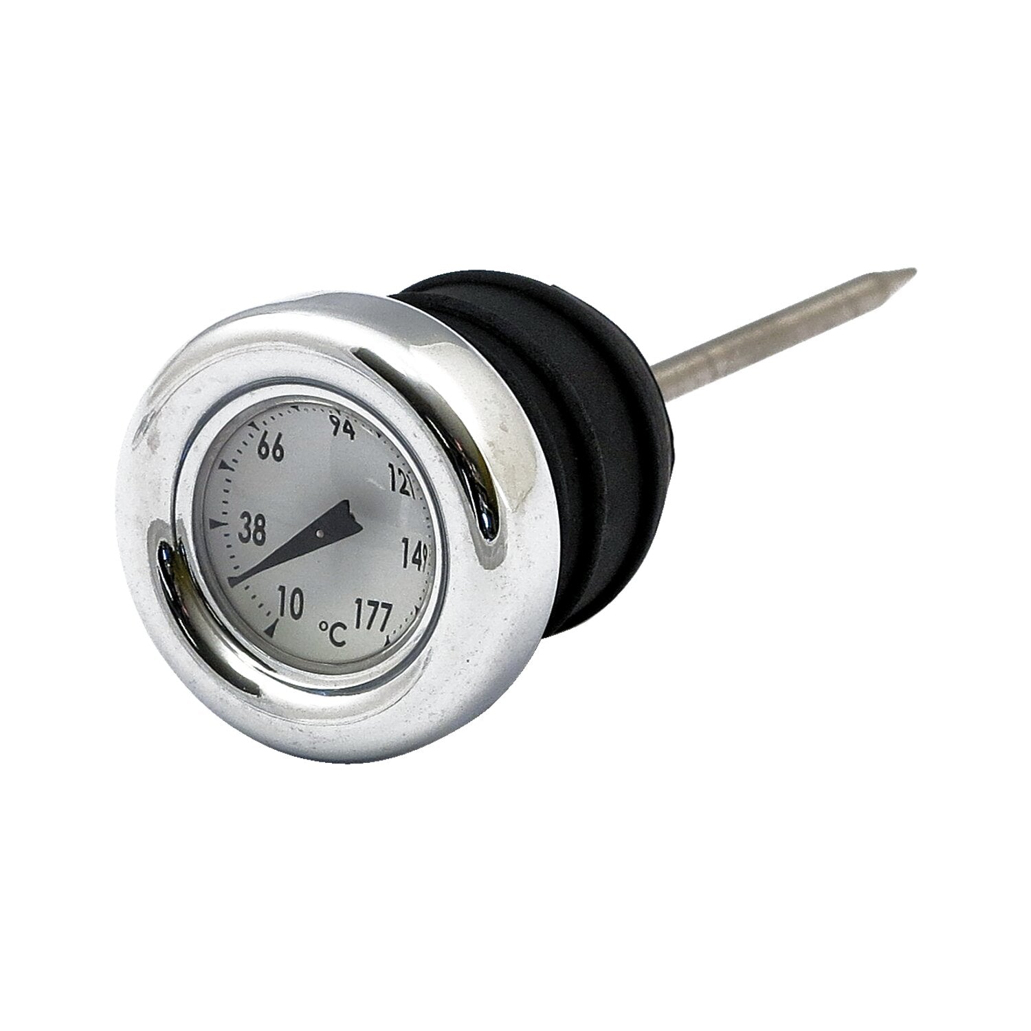 MCS Oil tank dipstick with temperature gauge - Chrome white face