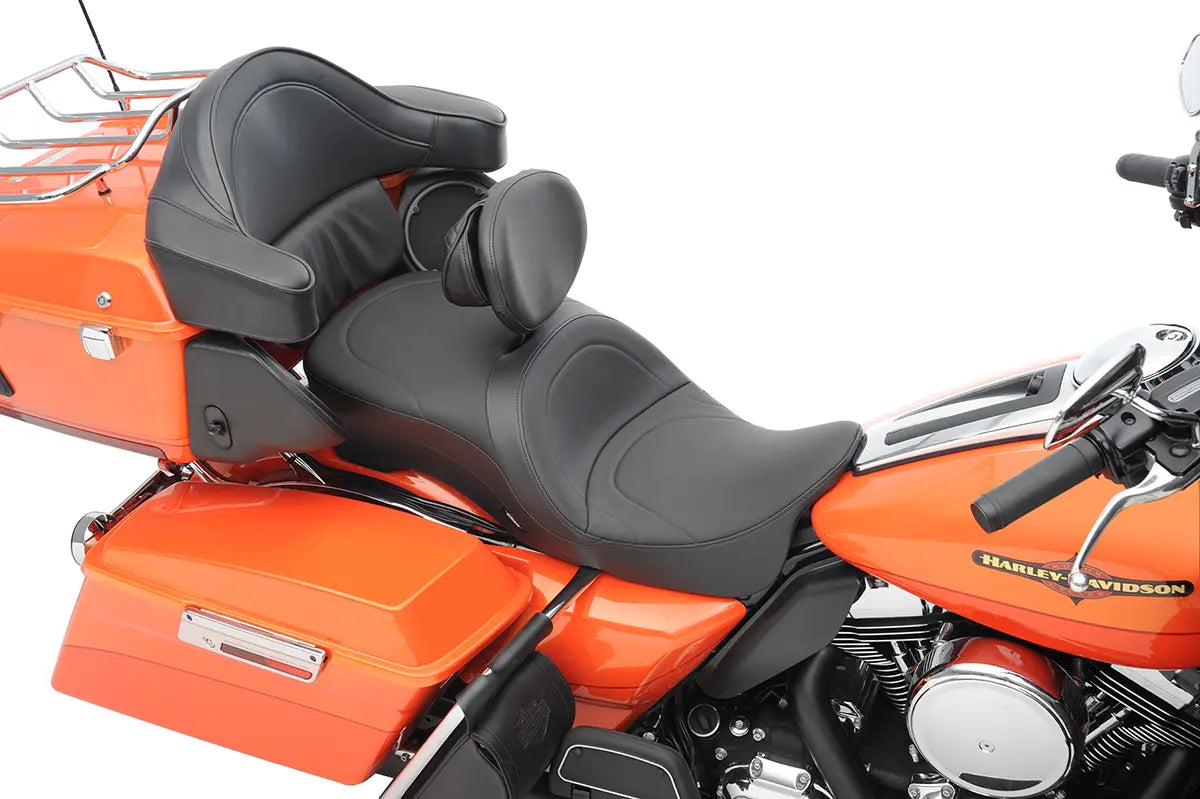 Drag Specialties 2-up Leather Touring Seat - For Harley Davidson