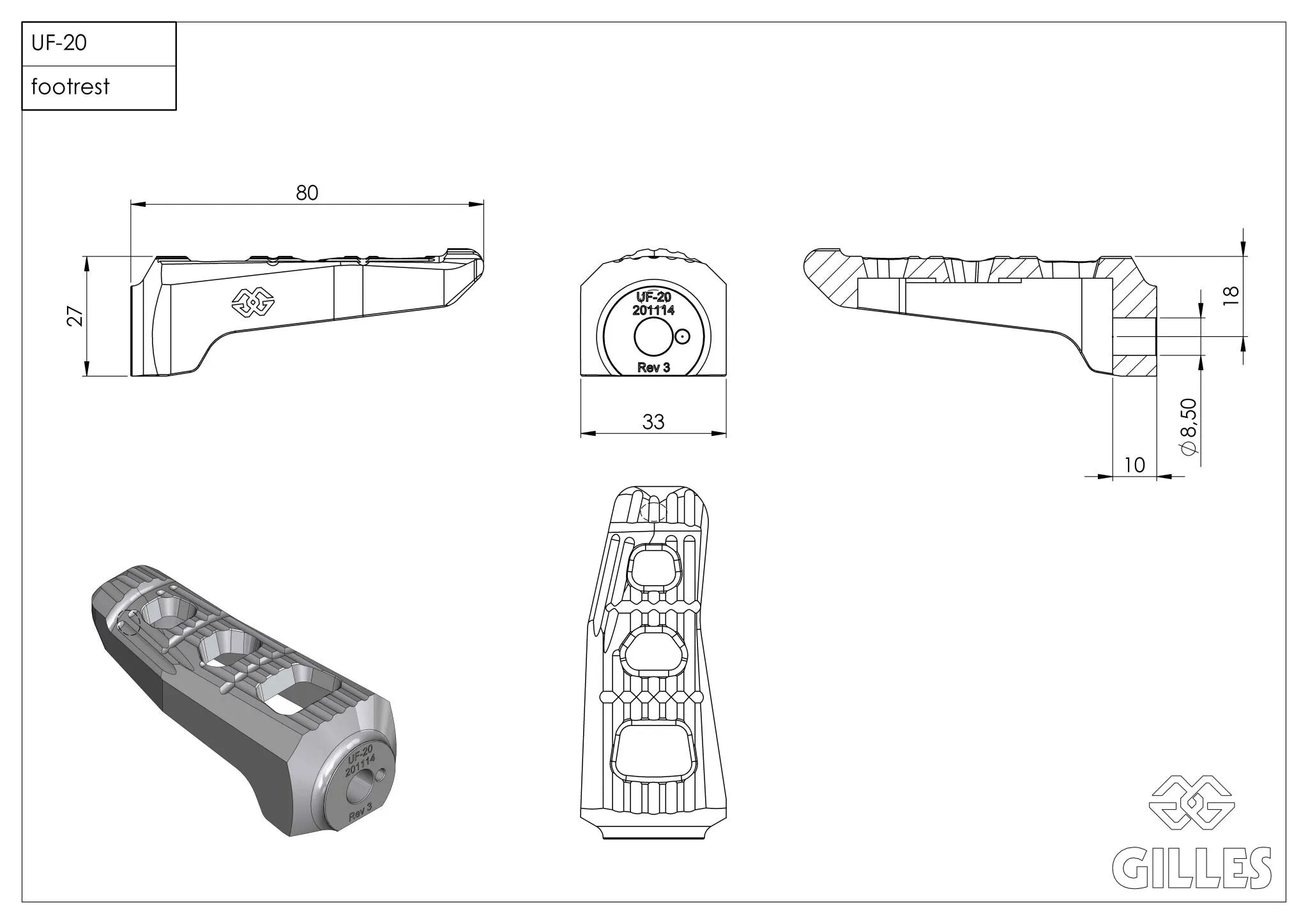 GILLES TOOLING UF20 Footpegs for Pillion