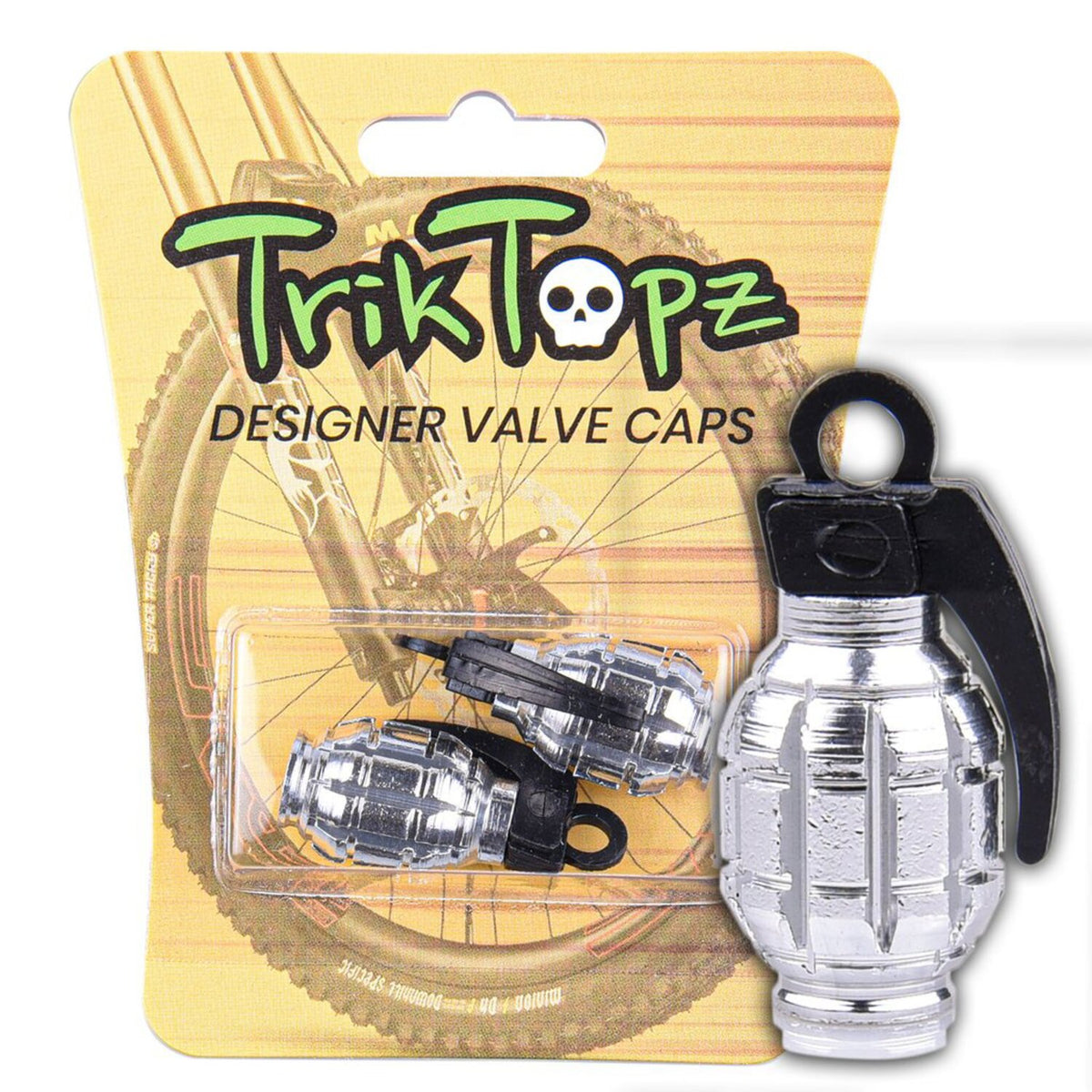 Trik Topz Hand Grenade valve caps - Chrome