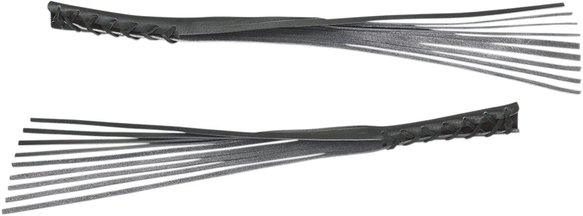 Show Chrome Leather Lever Fringe - 12" Black Leather