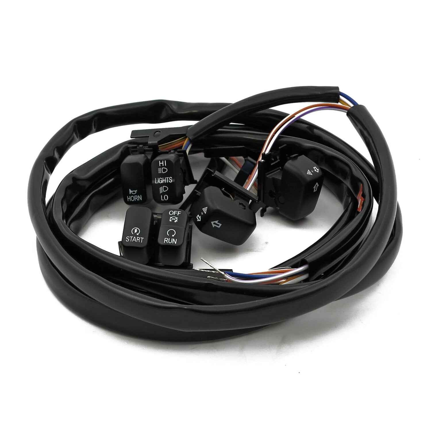 MCS Handlebar switch & wiring kit - Standard - LED - Black