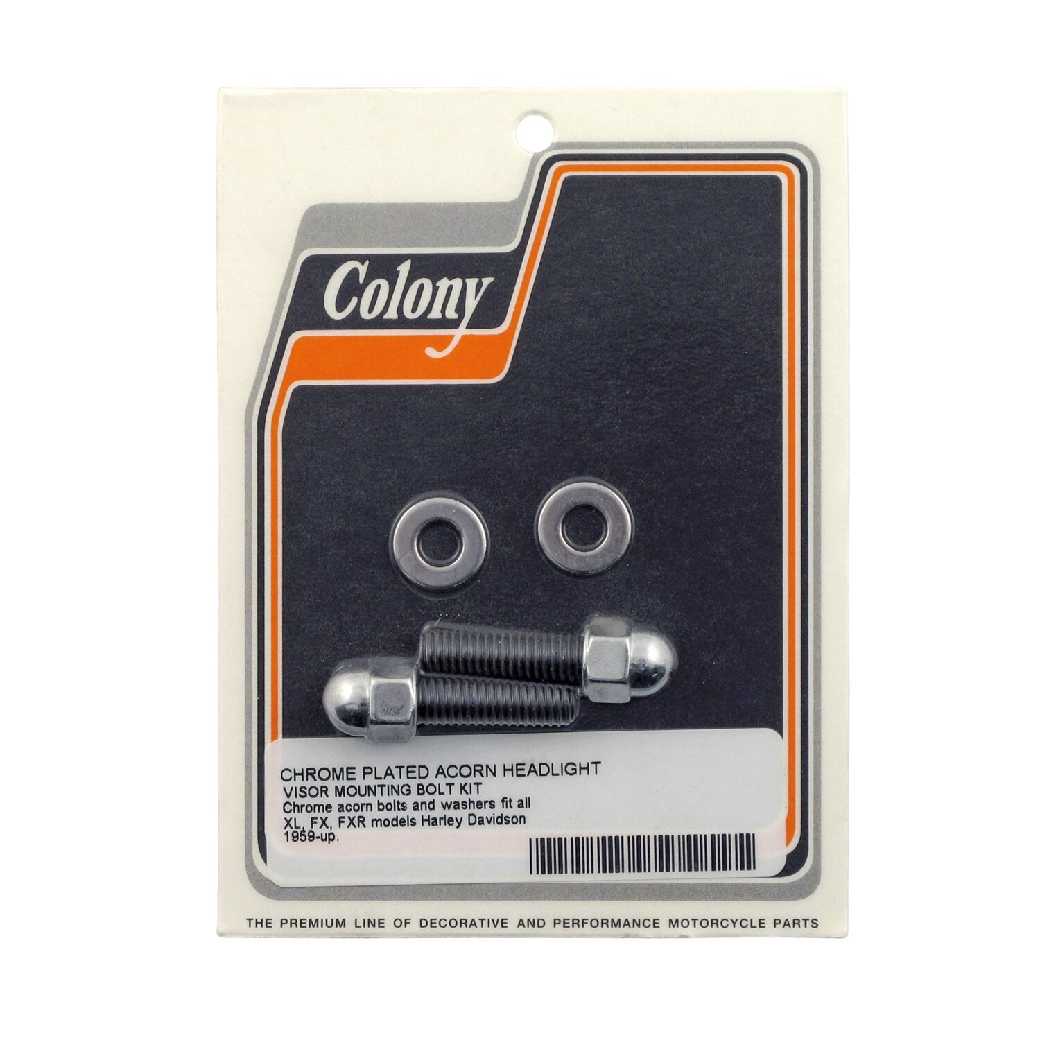 Colony headlamp visor mount bolt kit - Chrome Acorn