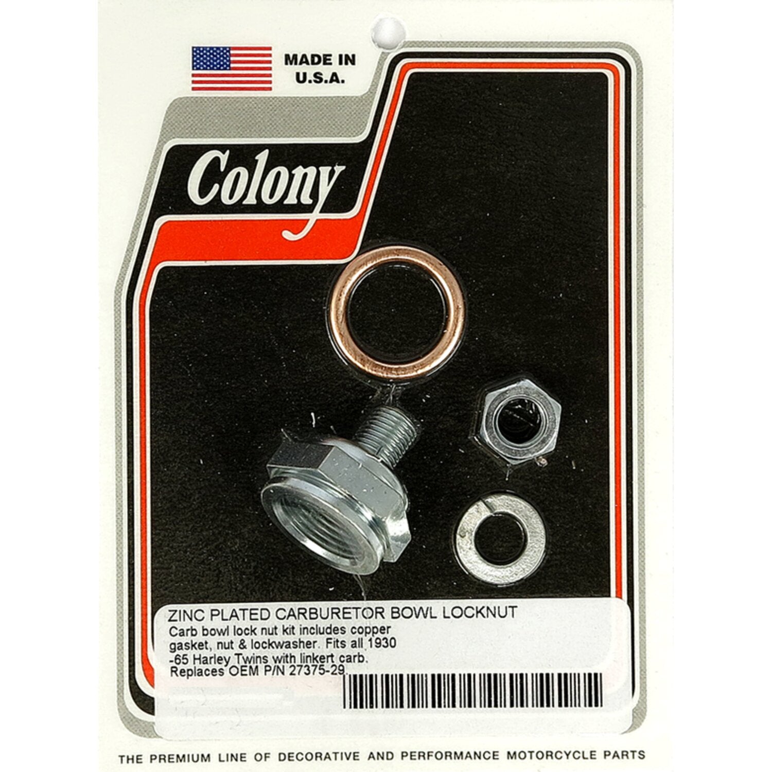 Colony linkert carb bowl lock nut kit