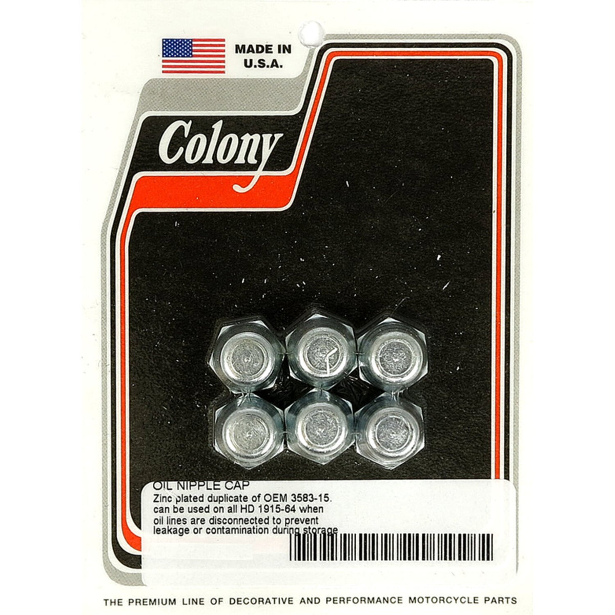 Colony oil line nipple cap set - Zinc