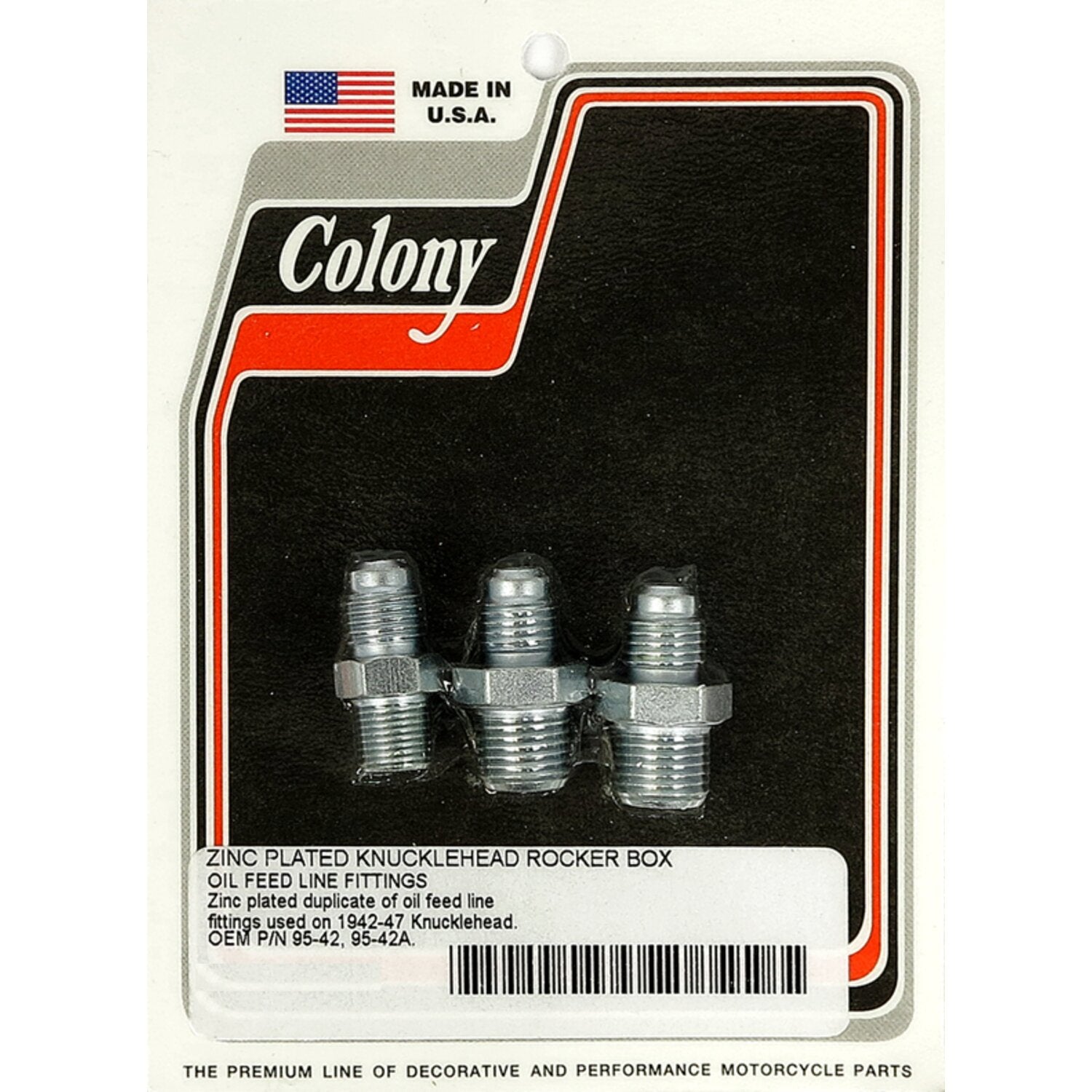 Colony Knuckle rocker box oil feed fitting - Zinc