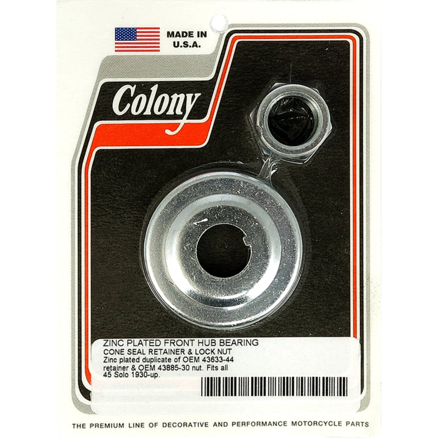 Colony wheel bearing cone seal retainer & nut kit - Zinc