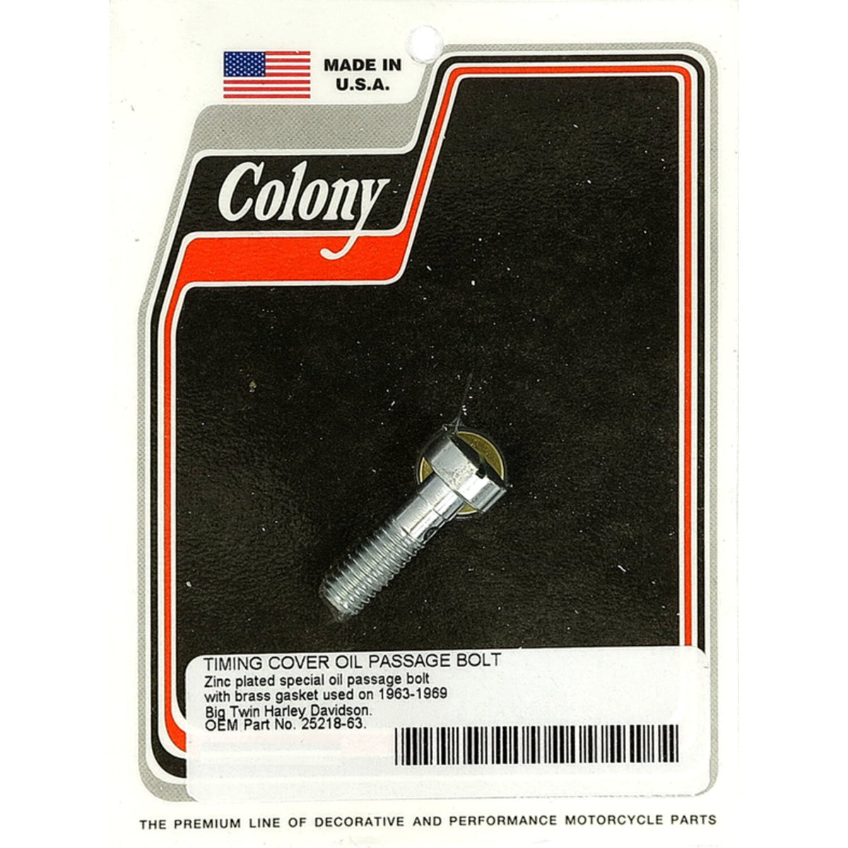 Colony cam cover oil passage bolt - Zinc