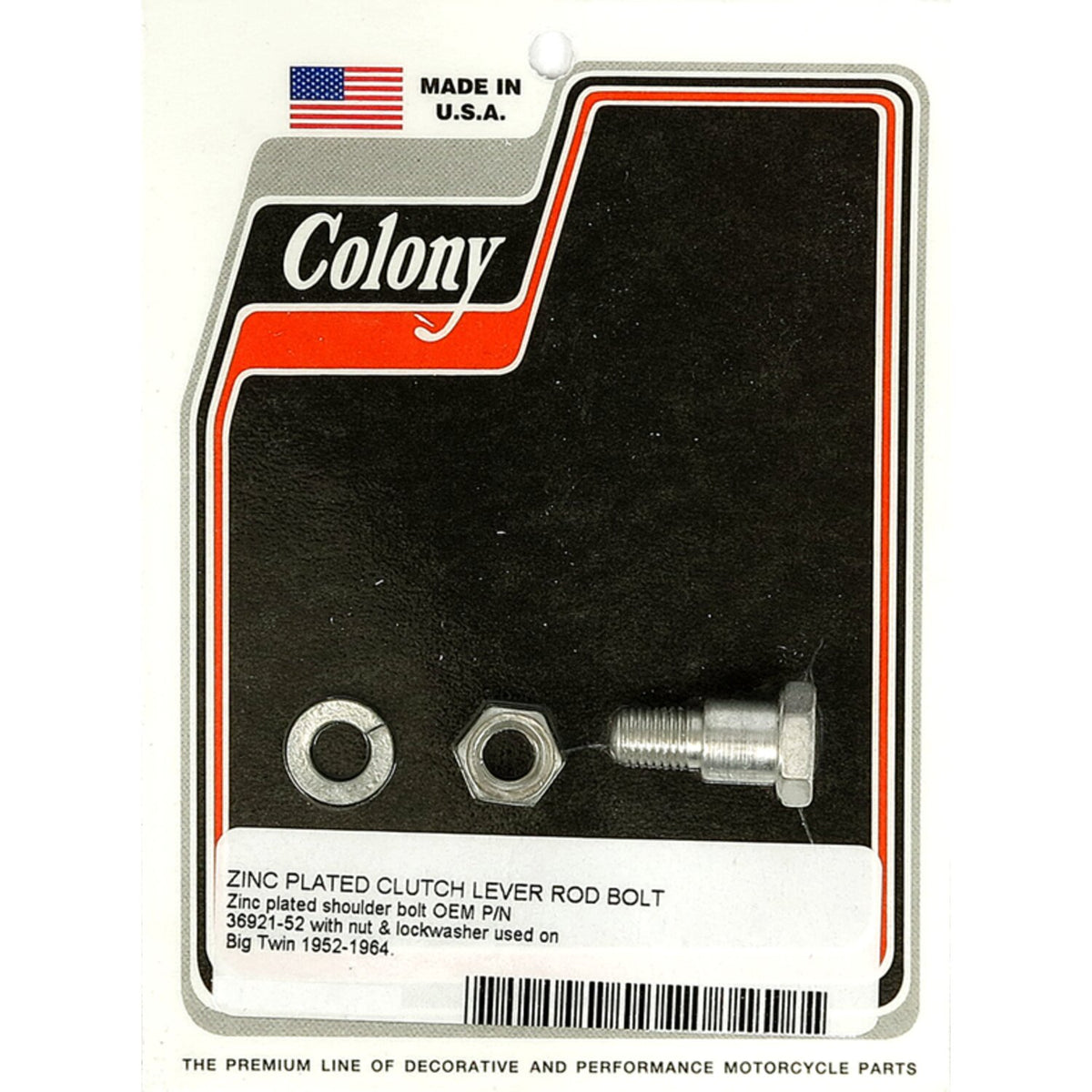 Colony Mousetrap clutch lever rod bolt kit - Zinc