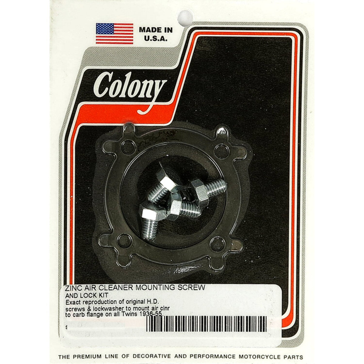 Colony Linkert air cleaner mount screw & lock kit - Zinc