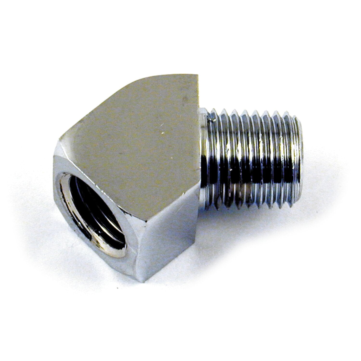 Gardner-Westcott Adapter oil line fitting 45 degrees - 1/4" NPT - Chrome