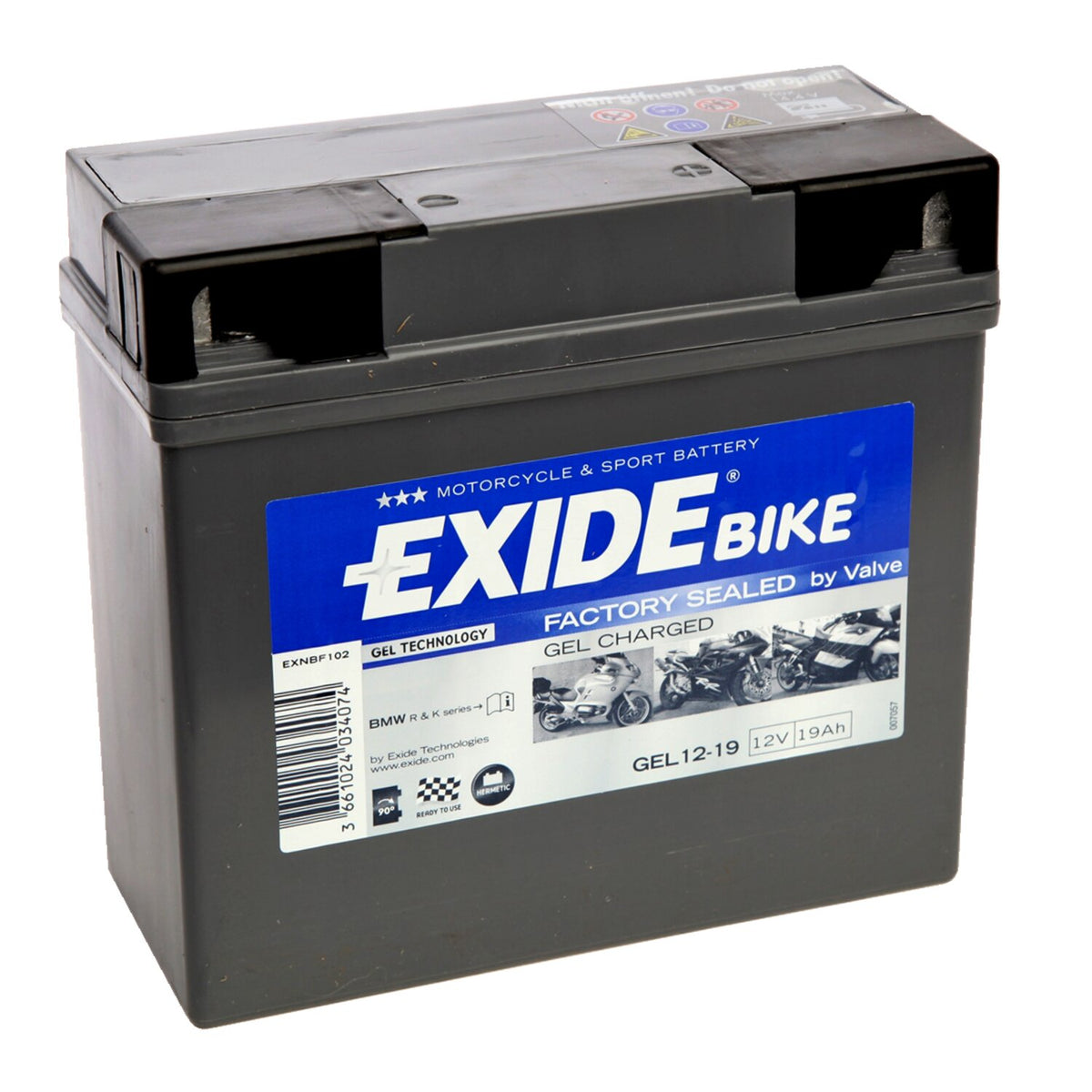 Exide Factory sealed BMW battery - Gel charged 12V/19Ah