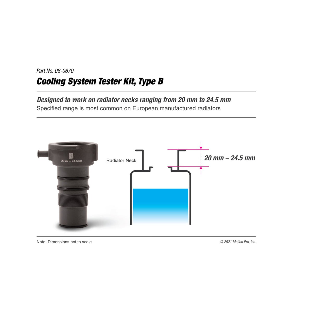 Motion Pro cooling system test tool - Type B