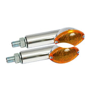 MCS Cateye mini turn signals 40mm stem chrome with amber lens