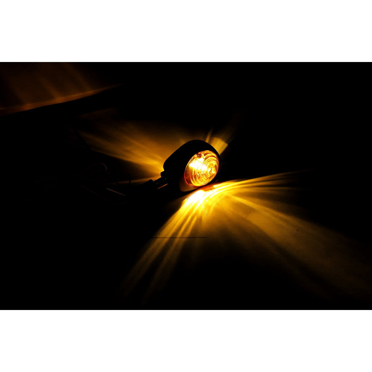 MCS Full size bulls-eye in-bar turn signals - Black - Amber lens